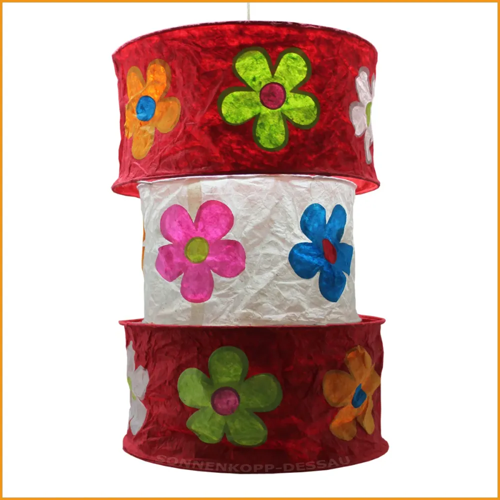 KINDERZIMMERLAMPE - rot mit Blümchen