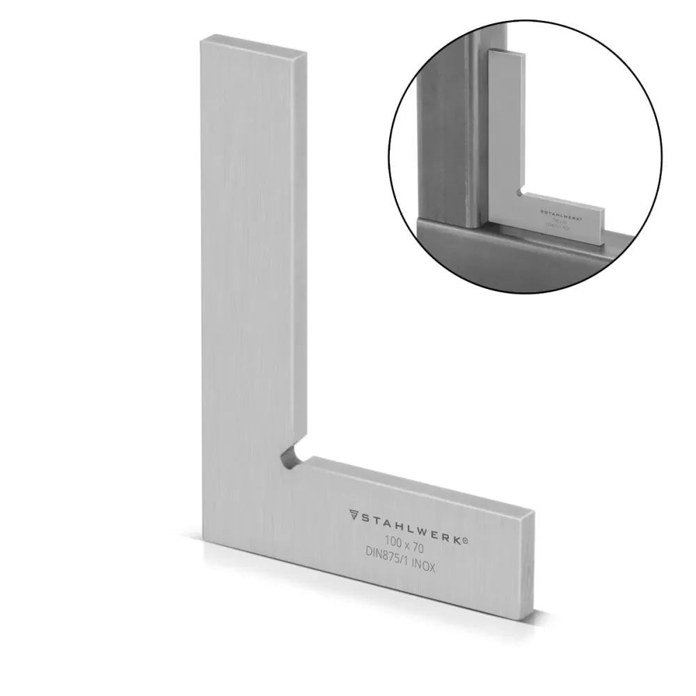 STAHLWERK Flachwinkel 90° 100 x 70 mm DIN 875/1 Kontrollwinkel / Schlosserwinkel / Anschlagwinkel / Präzisionswinkel aus r...