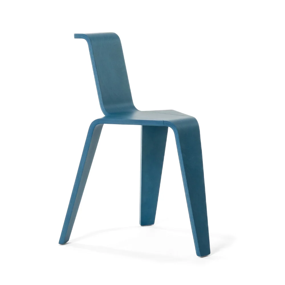 AKA Stuhl Blau Buchenholz