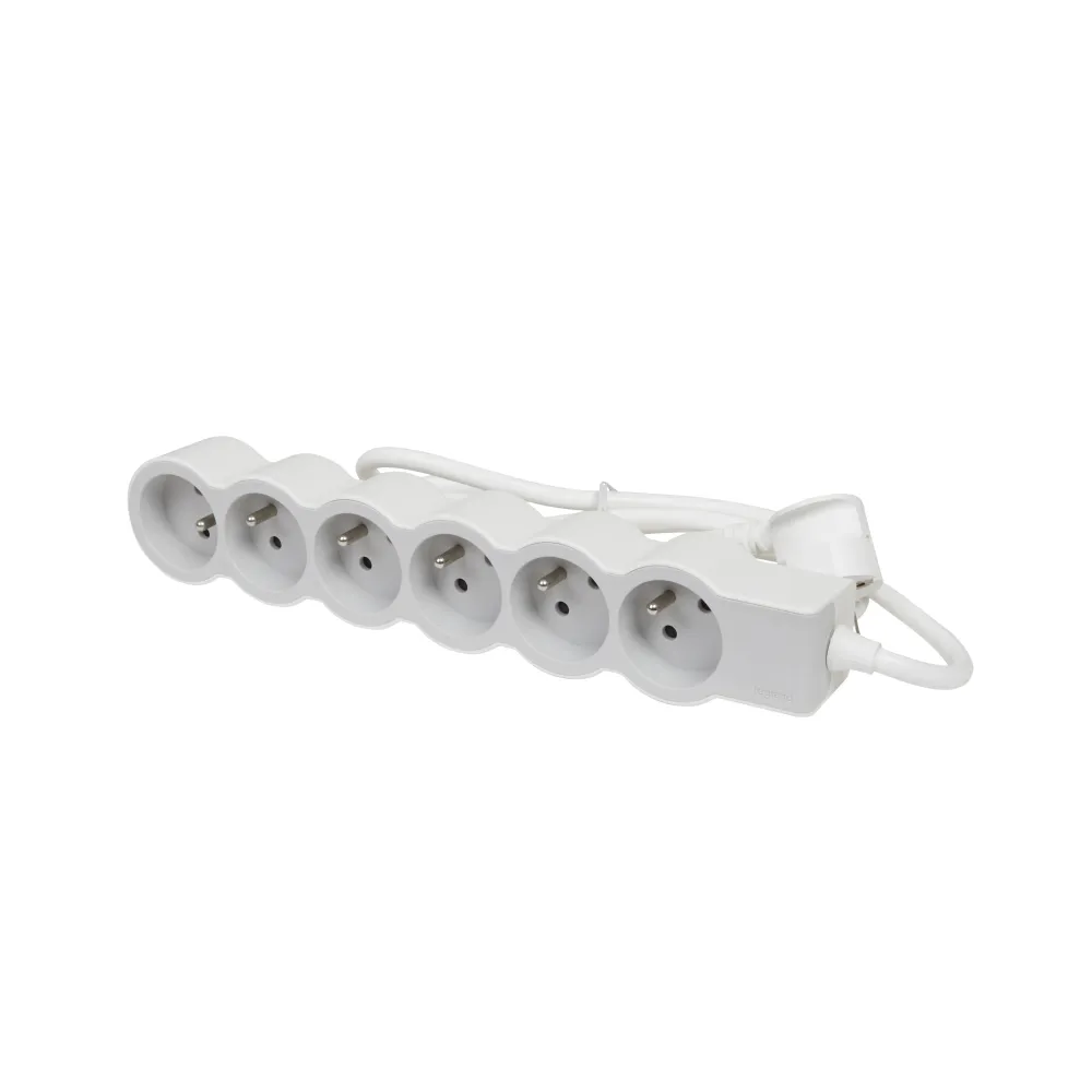 Legrand Standard 6x2P Buchse mit 3M Kabel - Weiß-Grau (Europäische Steckdose) - 049494 [10 Stück]