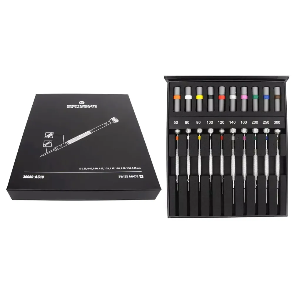 Bergeon 30080-AC10 Chromium Plated Watchmakers Screwdriver Set 10