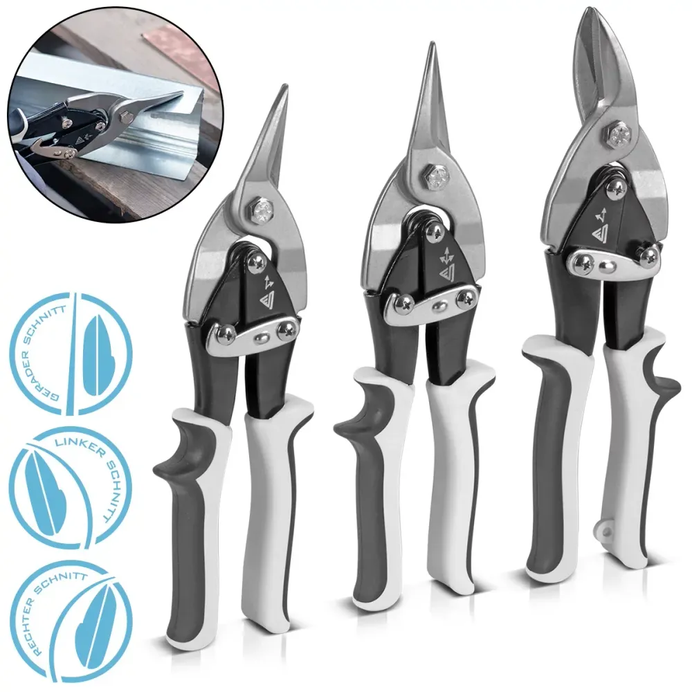 STAHLWERK Blechschere 3er Set gerader, linker und rechter Schnitt Profi-Metallschere | Blechschneider | Metallschneider zu...