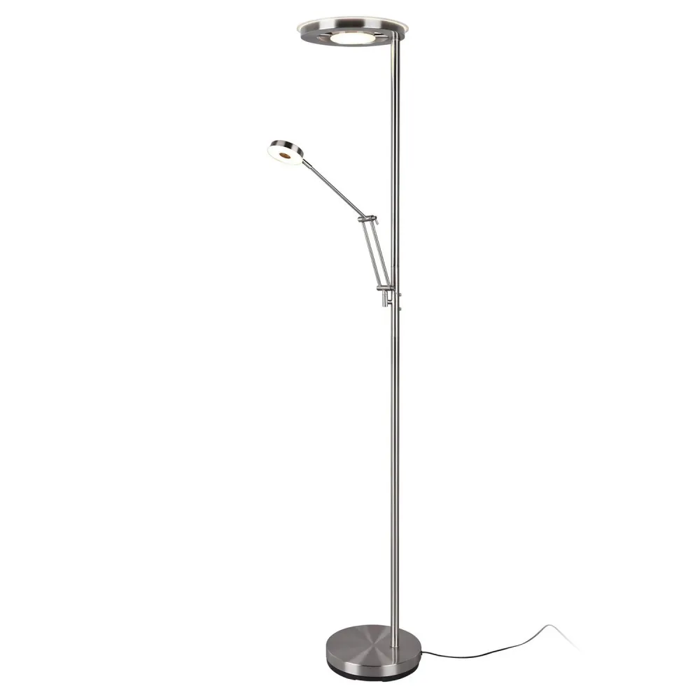 B-Ware Trio Lighting Led Deckenfluter Barrie Stehlampe Lampe Leselicht Nickel Matt