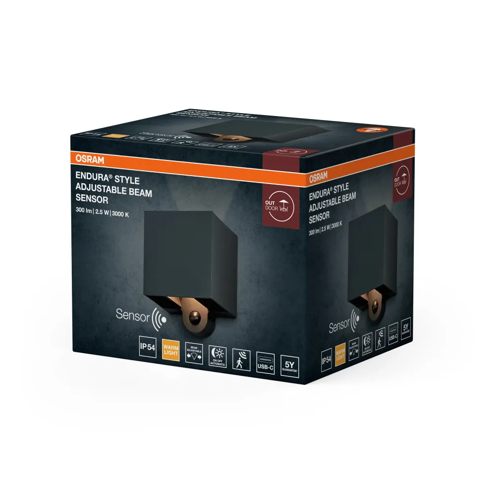 OSRAM ENDURA STYLE ADJ BEAM Sensor Außenwandleuchte, 2,5W, 180lm