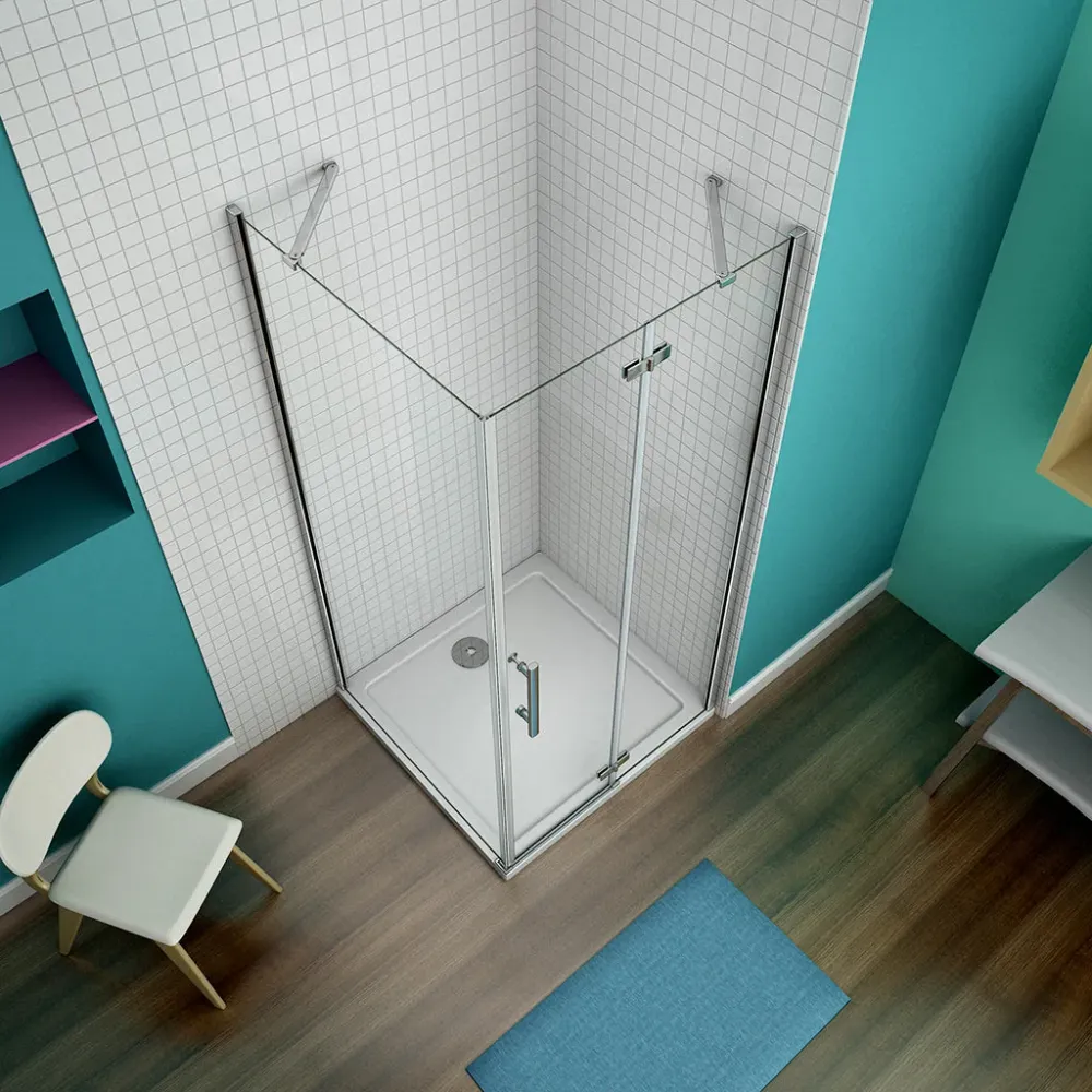 Duschabtrennung 90x76 x H. 185 cm Drehtür Dusche mit Seitenwand + Duschtasse+ablaufgarnitur Duschkabine