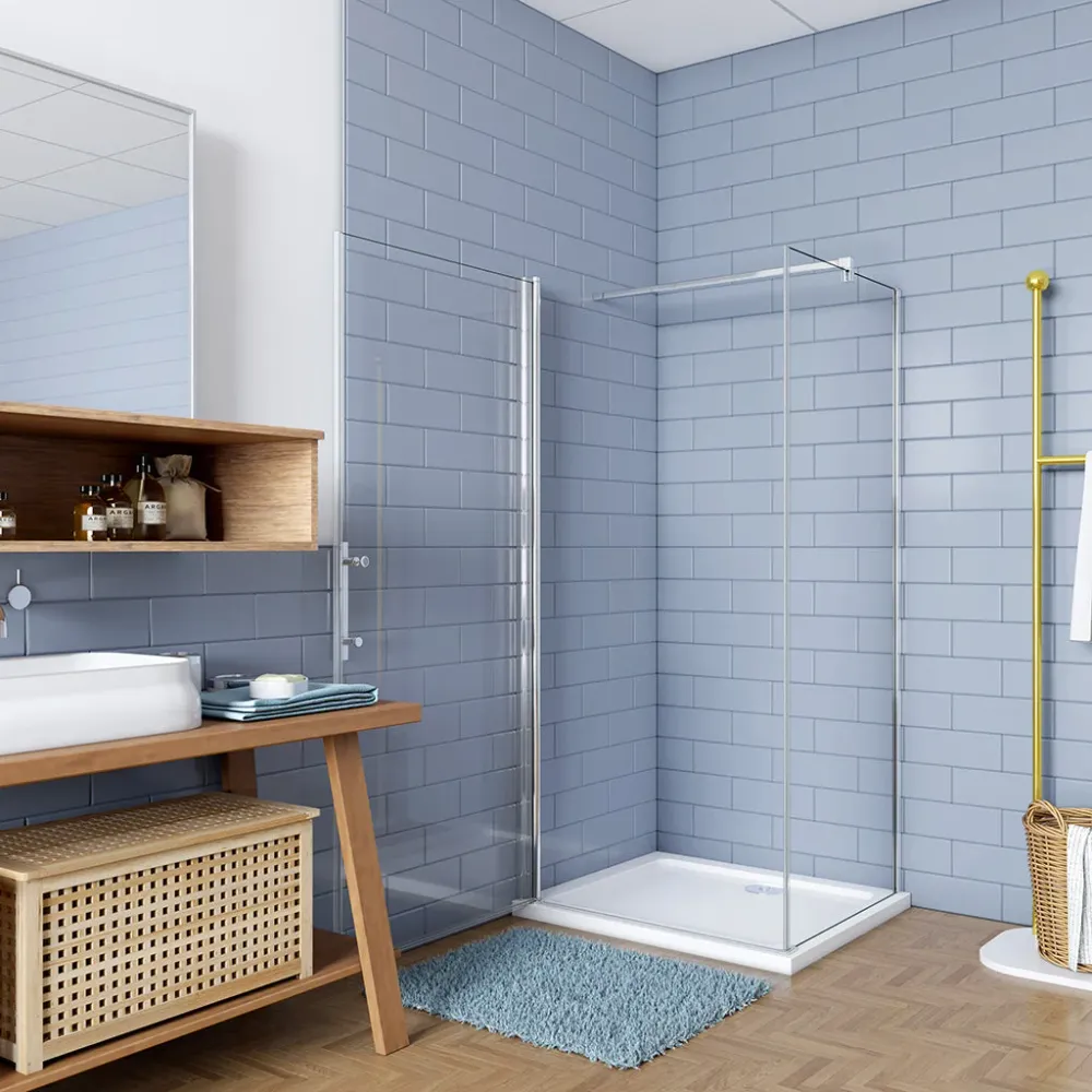 Duschkabine 100x100 x H. 195 cm Drehtür Dusche mit Seitenwand + Duschtasse+ablaufgarnitur Duschabtrennung