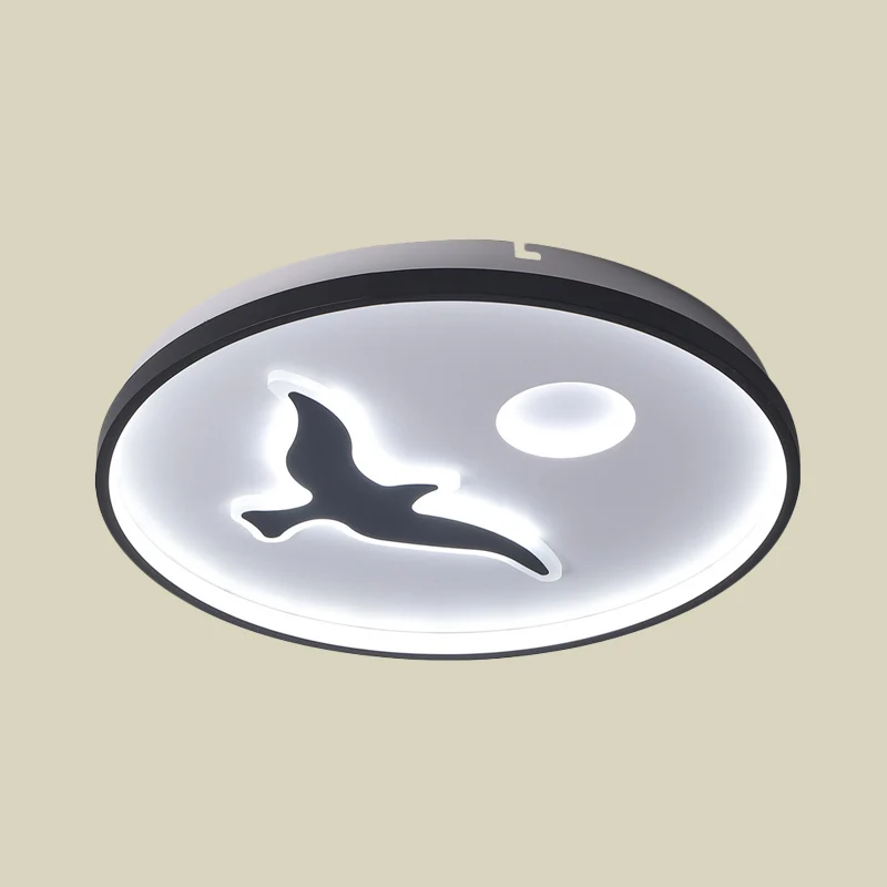 Bird Unterputz-Deckenmontageleuchte, minimalistische Acryl-LED-Unterputzleuchte mit schwarzem Finish und rundem Schirm war...