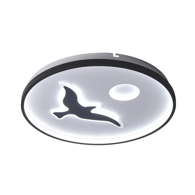 Bird Unterputz-Deckenmontageleuchte, minimalistische Acryl-LED-Unterputzleuchte mit schwarzem Finish und rundem Schirm war...