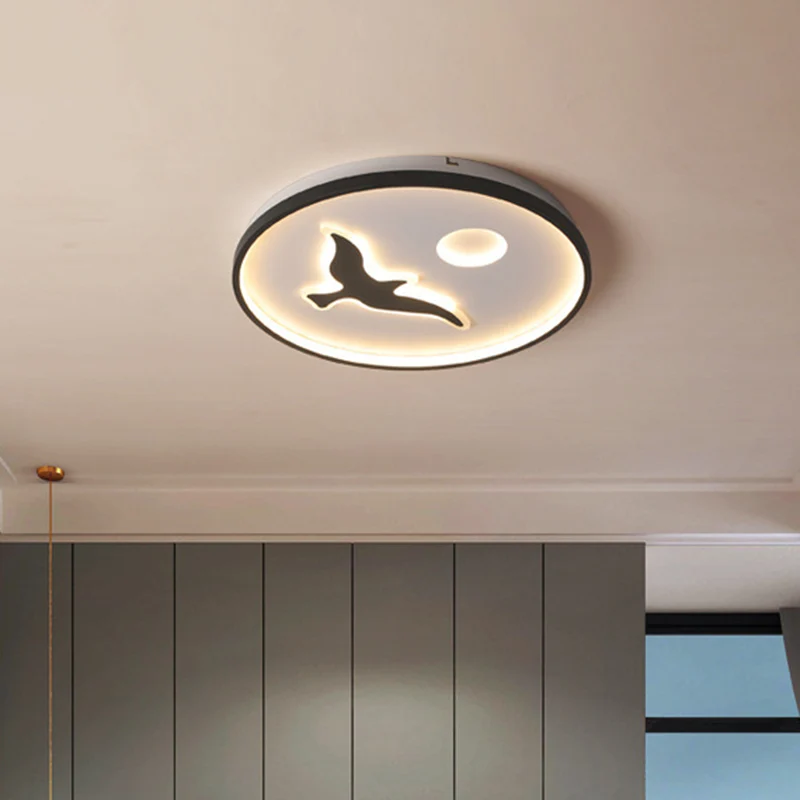 Bird Unterputz-Deckenmontageleuchte, minimalistische Acryl-LED-Unterputzleuchte mit schwarzem Finish und rundem Schirm war...