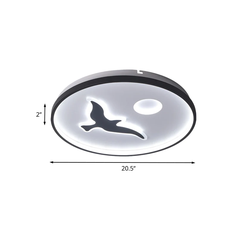 Bird Unterputz-Deckenmontageleuchte, minimalistische Acryl-LED-Unterputzleuchte mit schwarzem Finish und rundem Schirm war...