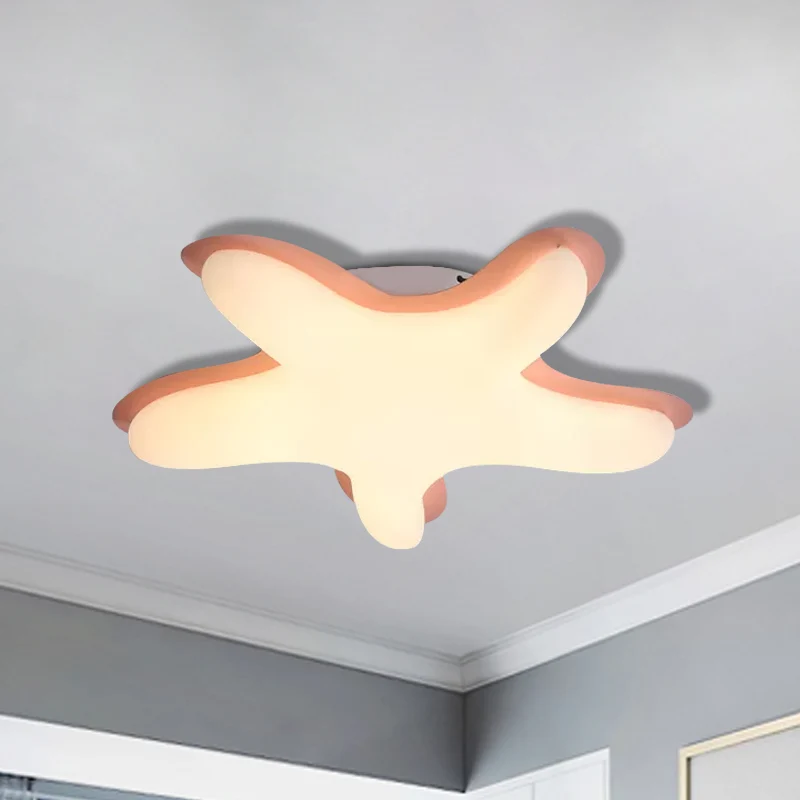 Cartoon-Seestern-Unterputz-Deckenleuchte, Acryl-LED-Schlafzimmer-Unterputzleuchte Weiß/Rosa/Gelb Clearhalo