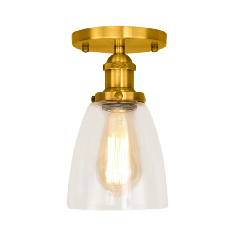 Industrielle Deckenleuchte aus Messing/Kupfer/Rost mit einer einzigen Lampe, konische, halbbündige Deckenleuchte aus klare...