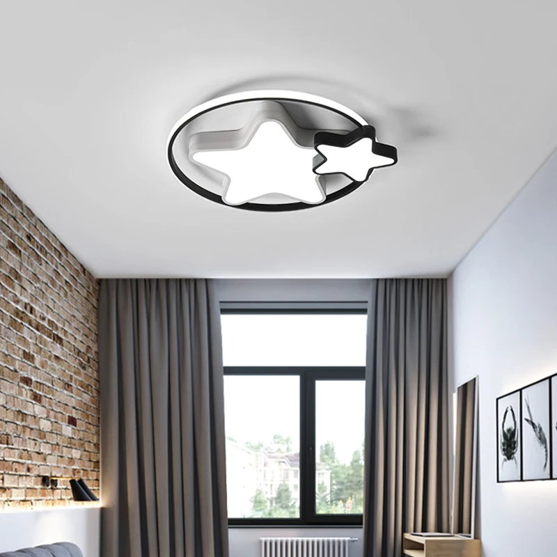 Star LED-Deckenleuchte für Kinder, Acryl, Schlafzimmer-Unterputzbeleuchtung Schwarz und Weiß Clearhalo