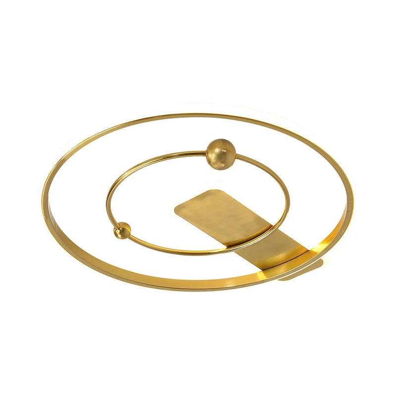 Zeitgenössische Dual-Ring-Unterputzleuchte aus Metall für Salon-LED-Deckenleuchte Gold Clearhalo