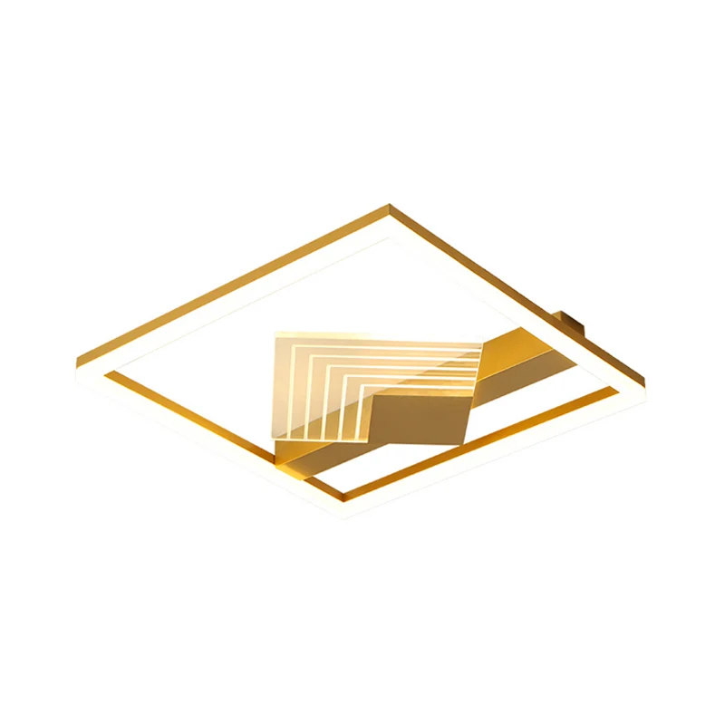 Zeitgenössische LED-Deckenleuchte mit metallischem Schirm, Gold/Schwarz, quadratische Einbauleuchte warmem/weißem Licht, 1...