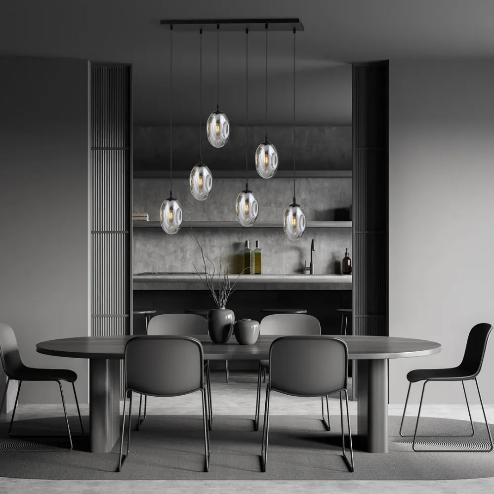 ASTRAL Pendelleuchte 6L, D12 schwarz, E14 Emibig