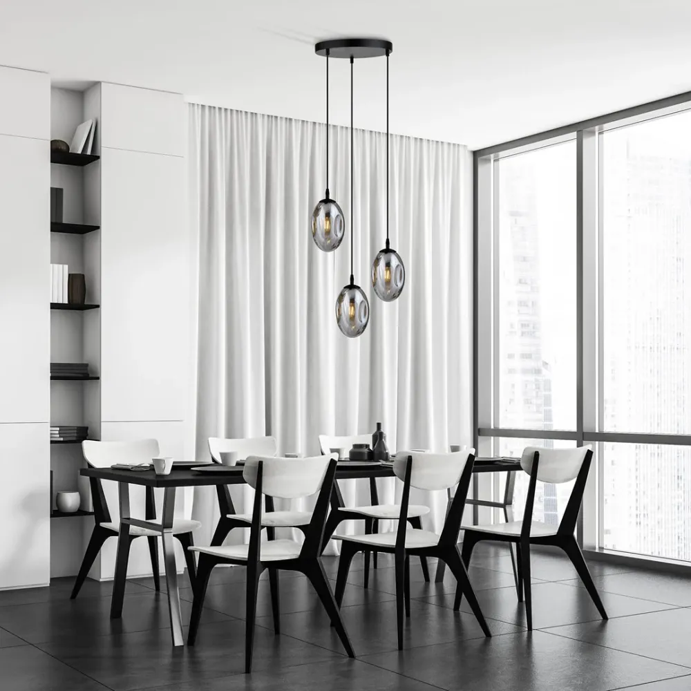 ASTRAL Pendelleuchte 3L, D12 schwarz, E14 Emibig