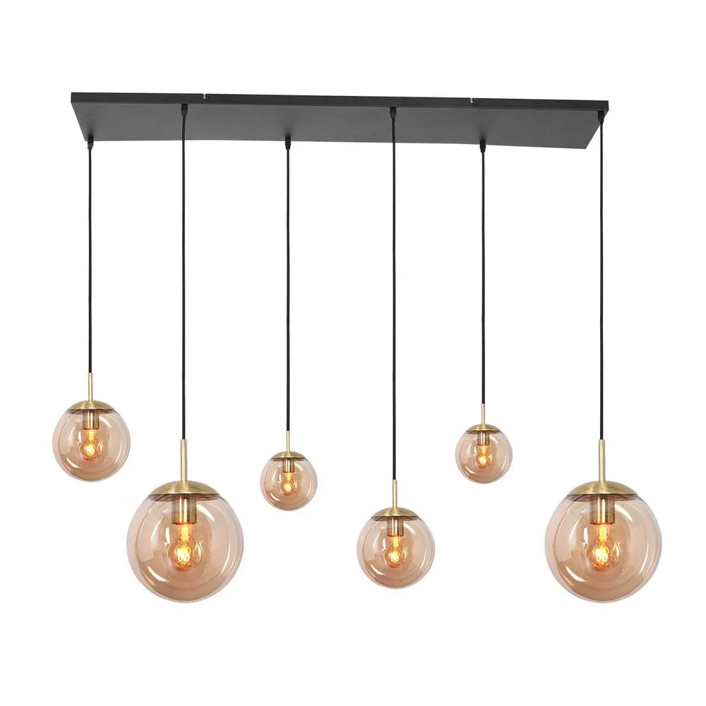 Steinhauer Bollique 6L lineare Pendelleuchte, bernsteinfarben, E27, B 140 cm
