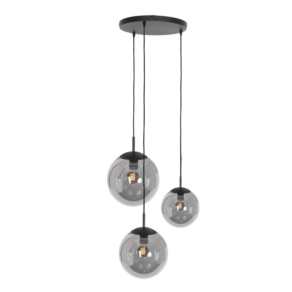 Steinhauer Bollique 3L Pendelleuchte transparent rauchig E27