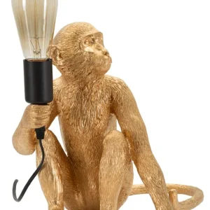 Tischlampe Monkey Gold 33cm Sitzende Affenfigur Aus Kunstharz Lampe