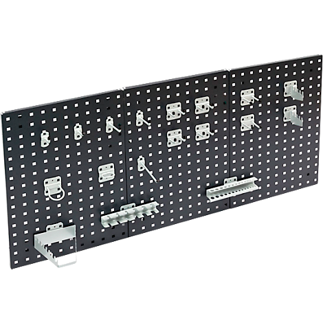 Werkzeughalter Set ADB, 18-teilig, für Lochwände mit 4-Kantlochung 10 x 10 mm & Lochabstand 38 mm, Stahl pulverbeschichtet...