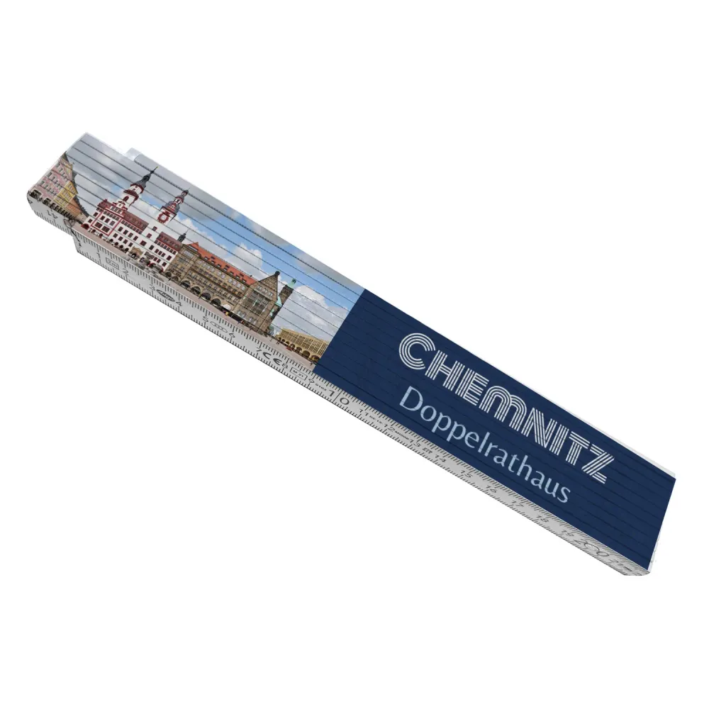 streetline Chemnitz Doppelrathaus Meterstab aus Holz