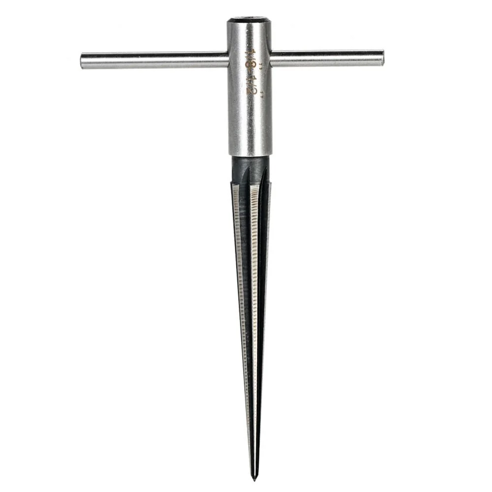 Taper Reamer 1/8"-1/2" 3-13mm Bridge Pin Hole Tapered Hand Held Reamer T Handle 6 Fluted Chamfer Reaming Woodworking Cutti...
