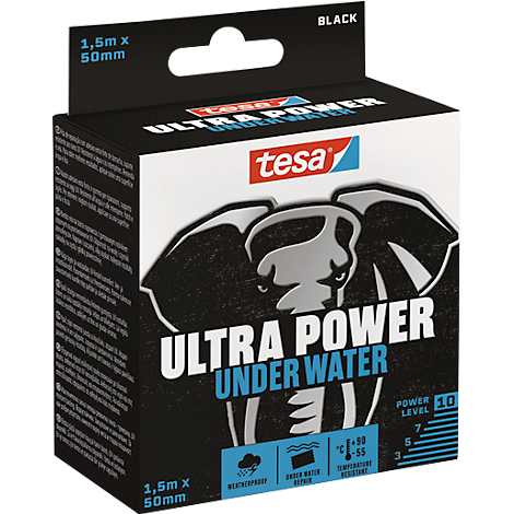 tesa® Montageband Ultra Power Under Water, robust, wasserfest, temperatur-/wetter-/UV-beständig, 1 Rolle mit L 1,5 m x B 5...