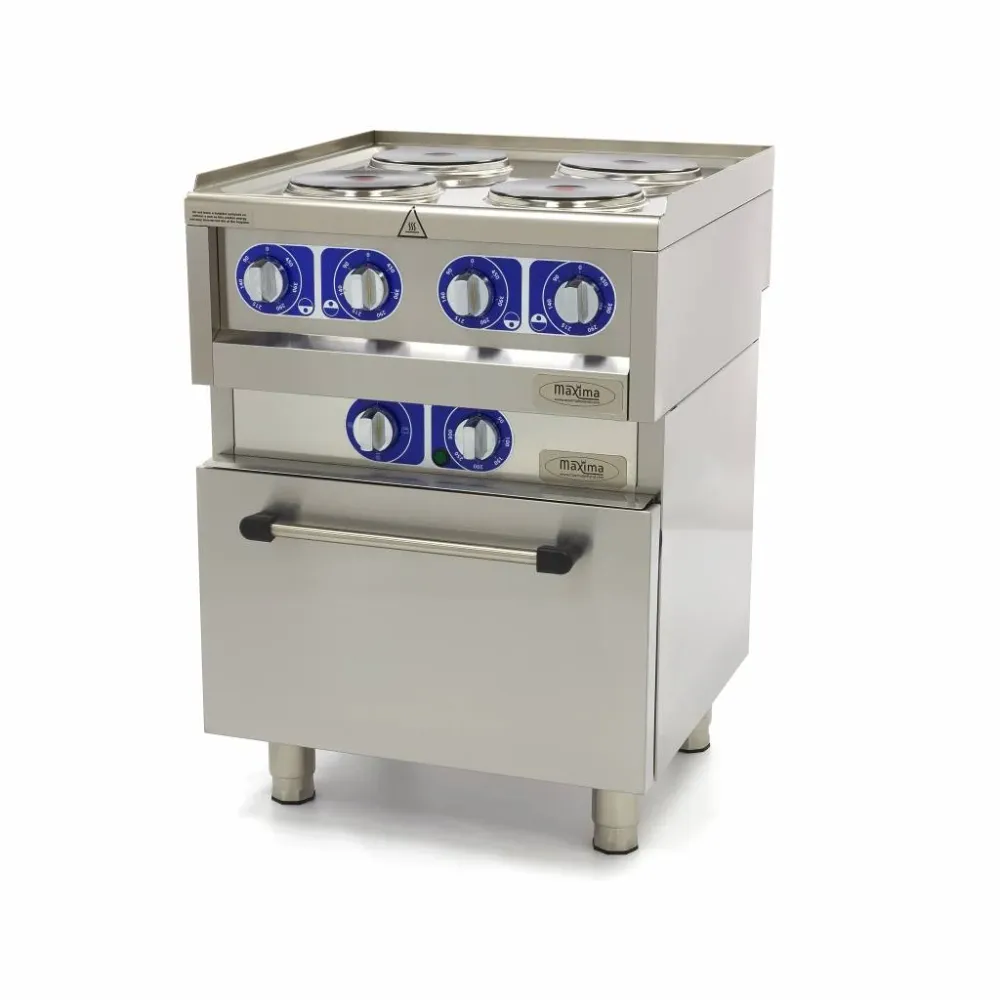 Maxima-Herd Gewerbequalität – 4 Brenner – elektrisch – Doppeleinheit – 60 cm tief – mit Ofen – 09391540